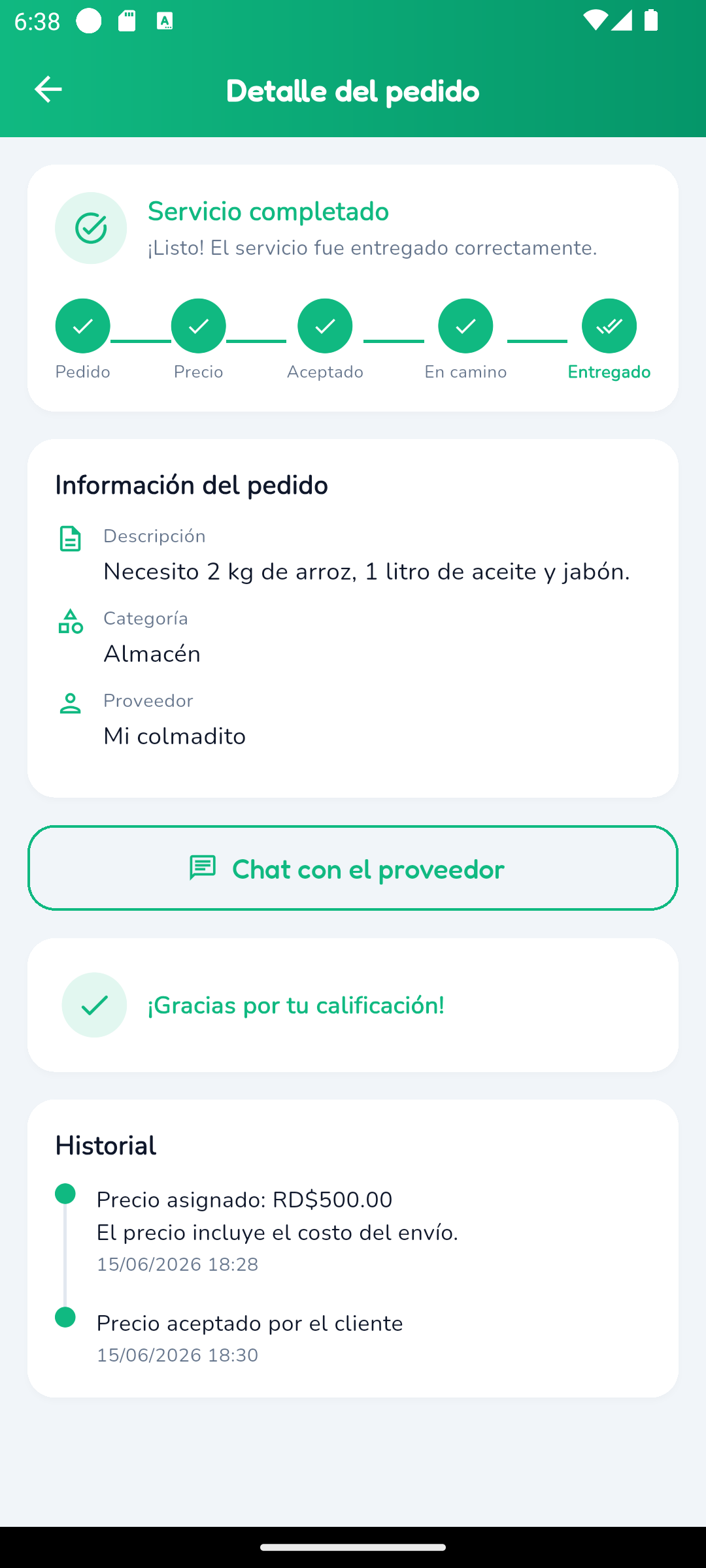 Pedido completado